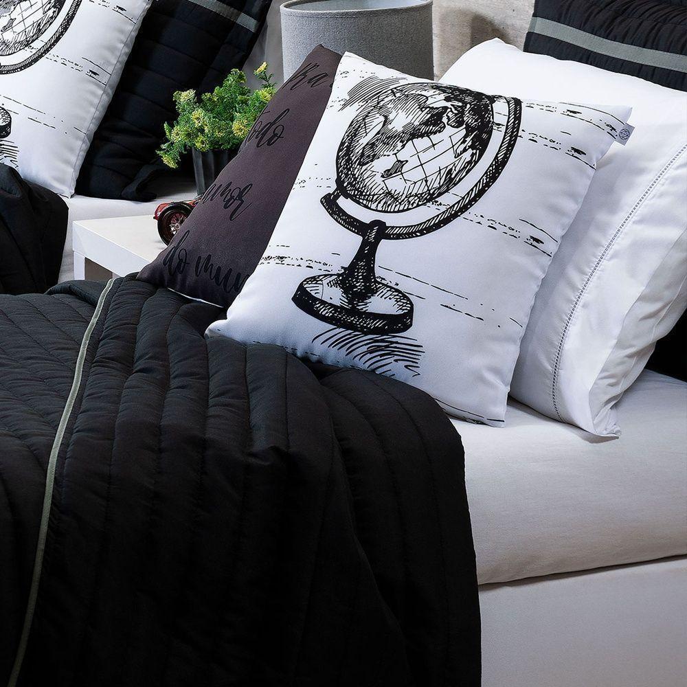 Kit Cobre Leito 4 Peças Solteiro Inove 100% Poliéster - World Preto/grafite - 2