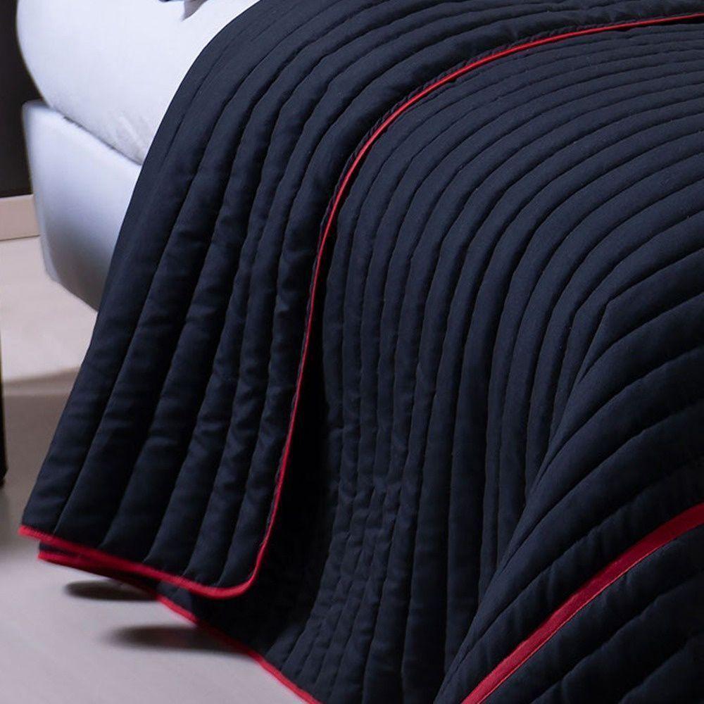 Kit Cobre Leito 4 Peças Solteiro Inove 100% Poliéster - London Preto/vermelho - 2