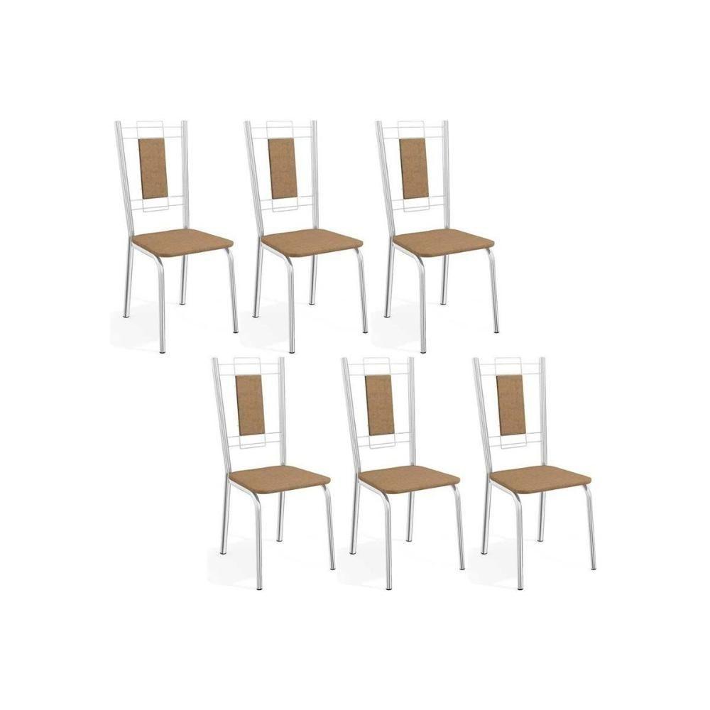 Kit 6 Cadeiras Sala Jantar Florença 2c005 Aço 6 Uni Cromada-capuccino - Kappesberg - 1