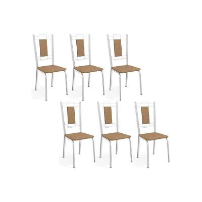 Kit 6 Cadeiras Sala Jantar Florença 2c005 Aço 6 Uni Cromada-capuccino - Kappesberg