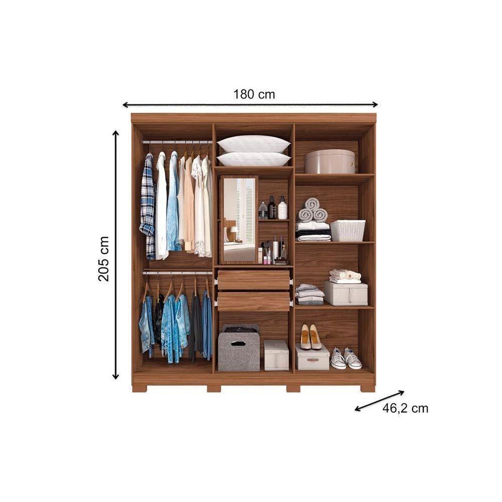 Guarda Roupa 6 Portas E 2 Gavetas C- 1 Espelho Interno Milena Cinamomo - Panan - 2