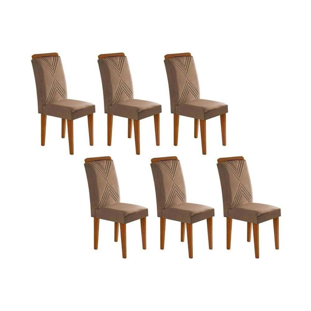 Cadeira De Cozinha Amsterdã Kit 6 Un Capuccino-suede Capuccino - Rufato - 1