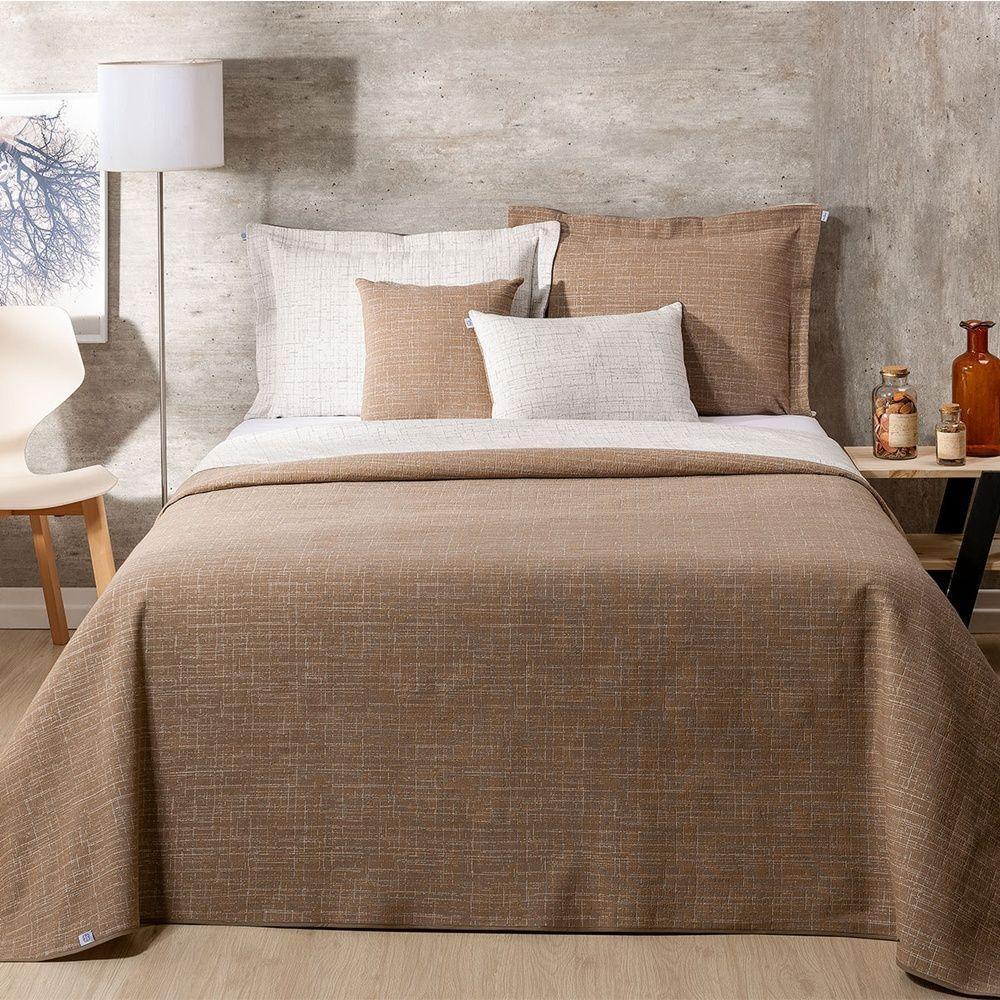 Kit Colcha 5 Peças Queen Jacquard Dual 60% Algodão 40% Poliéster - Bege - 2