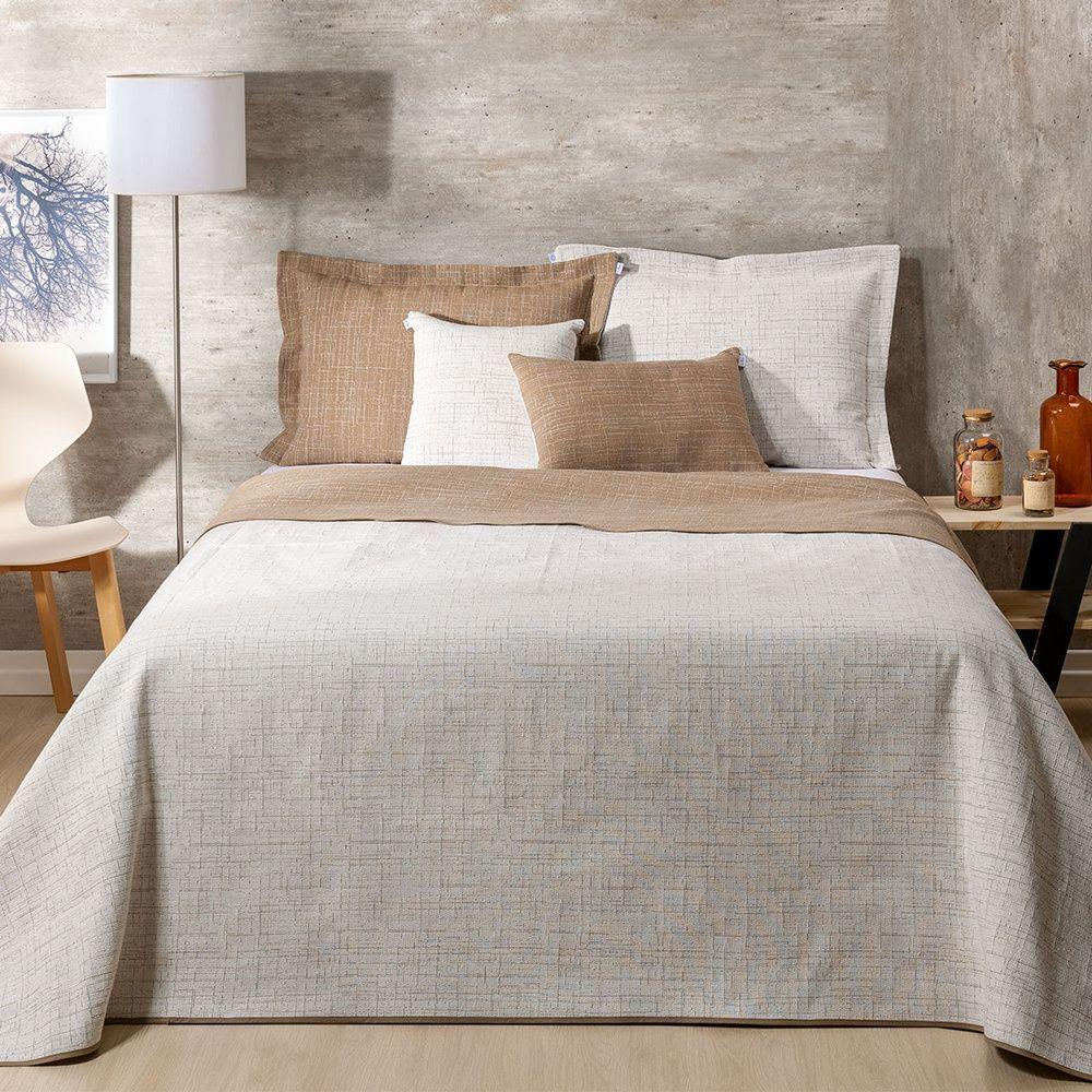 Kit Colcha 5 Peças Queen Jacquard Dual 60% Algodão 40% Poliéster - Bege - 1