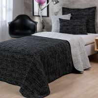 Kit Colcha 4 Peças Solteiro Jacquard Dual 60% Algodão 40% Poliéster - Preto - 1