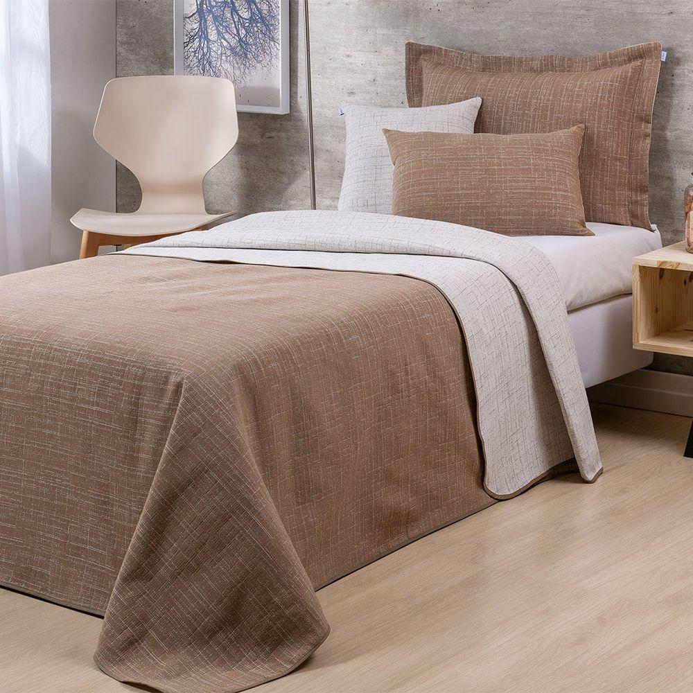 Kit Colcha 4 Peças Solteiro Jacquard Dual 60% Algodão 40% Poliéster - Bege - 2