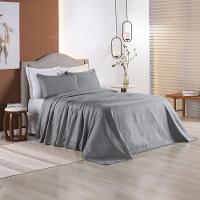 Kit Colcha 3 Peças Queen Percal 300 Fios Bordado Inglês Home Paris - Cinza - 2