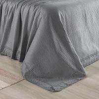 Kit Colcha 3 Peças Queen Percal 300 Fios Bordado Inglês Home Paris - Cinza - 5