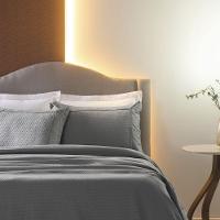 Kit Colcha 3 Peças Queen Percal 300 Fios Bordado Inglês Home Paris - Cinza - 3