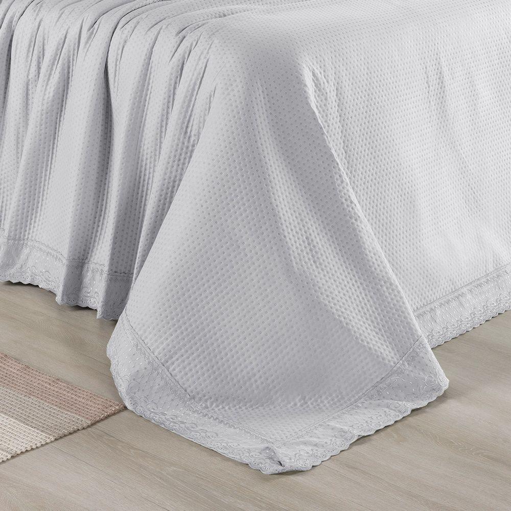 Kit Colcha 3 Peças Queen Percal 300 Fios Bordado Inglês Home Paris - Branco - 5