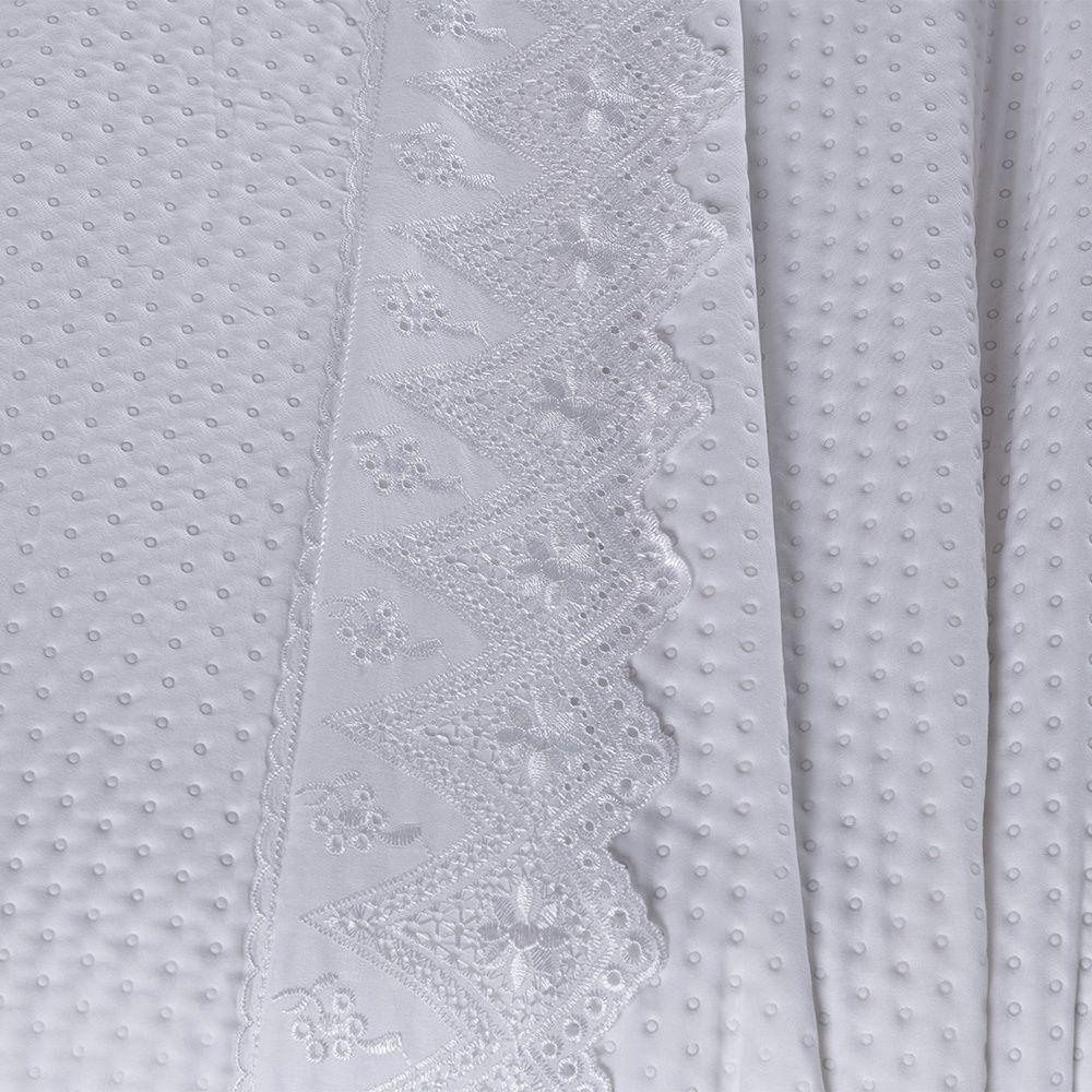 Kit Colcha 3 Peças Queen Percal 300 Fios Bordado Inglês Home Madrid 100% Poliéster - Branco - 5