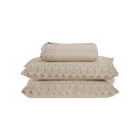 Kit Colcha 3 Peças Queen Percal 300 Fios Bordado Inglês Home Madrid 100% Poliéster - Avelã - 1