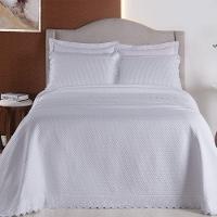 Kit Colcha 3 Peças Queen Percal 300 Fios Bordado Inglês Home Madrid 100% Poliéster - Branco - 2