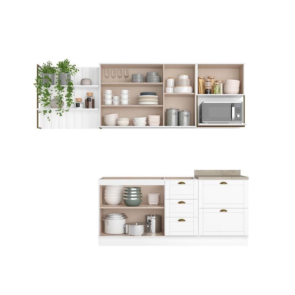 Cozinha Modulada Carraro Bella 6 Peças (2aéreos+2balcões+1ilha+1complemento) C6p56 Branco-carraro - 2