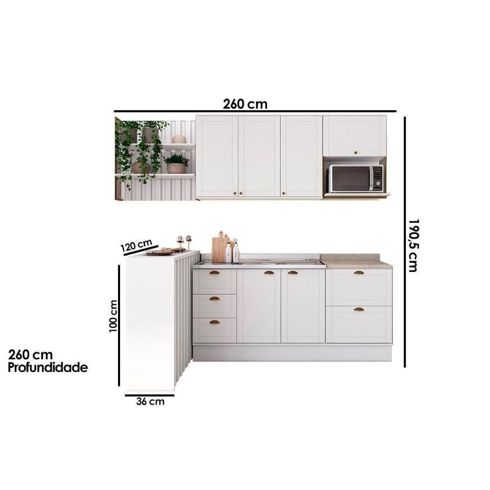 Cozinha Modulada Carraro Bella 6 Peças (2aéreos+2balcões+1ilha+1complemento) C6p56 Branco-carraro - 4