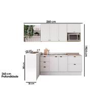 Cozinha Modulada Carraro Bella 6 Peças (2aéreos+2balcões+1ilha+1complemento) C6p56 Branco-carraro