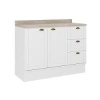 Gabinete P- Pia Cozinha Balcão Bella 2608 2 Portas E 3 Gavetas S-tampo 120cm Branco - Carraro - 1