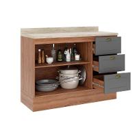 Gabinete P- Pia Cozinha Balcão Bella 2608 2 Portas E 3 Gavetas S-tampo 120cm Branco - Carraro - 2