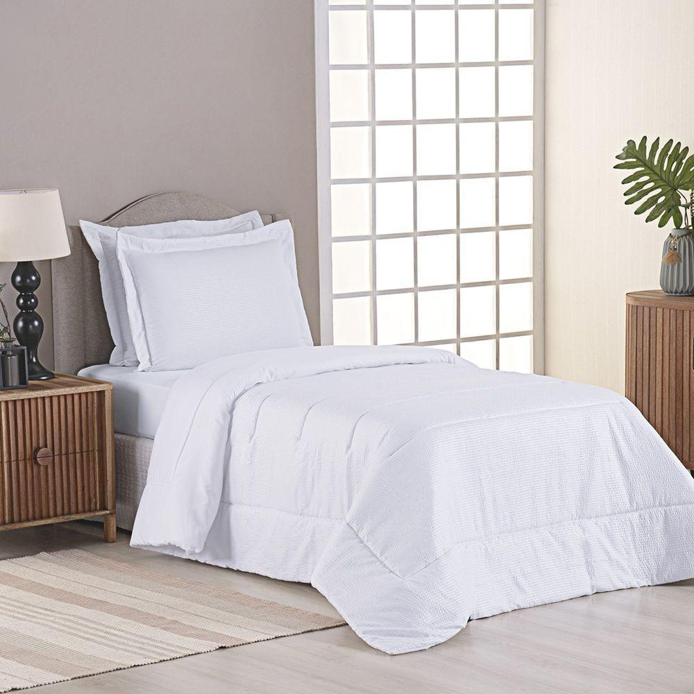 Kit Cobre Leito Ravena To Decorando Solteiro 2 Peças Micropercal 200 Fios Toque Acetinado 100% Poliéster - Branco - 2