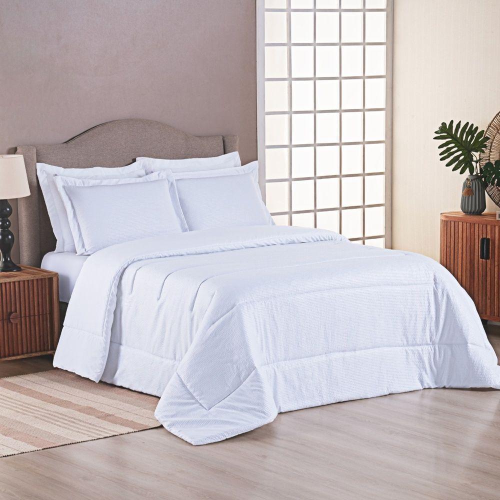 Kit Cobre Leito Ravena To Decorando Queen 3 Peças Micropercal 200 Fios Toque Acetinado 100% Poliéster - Branco - 2