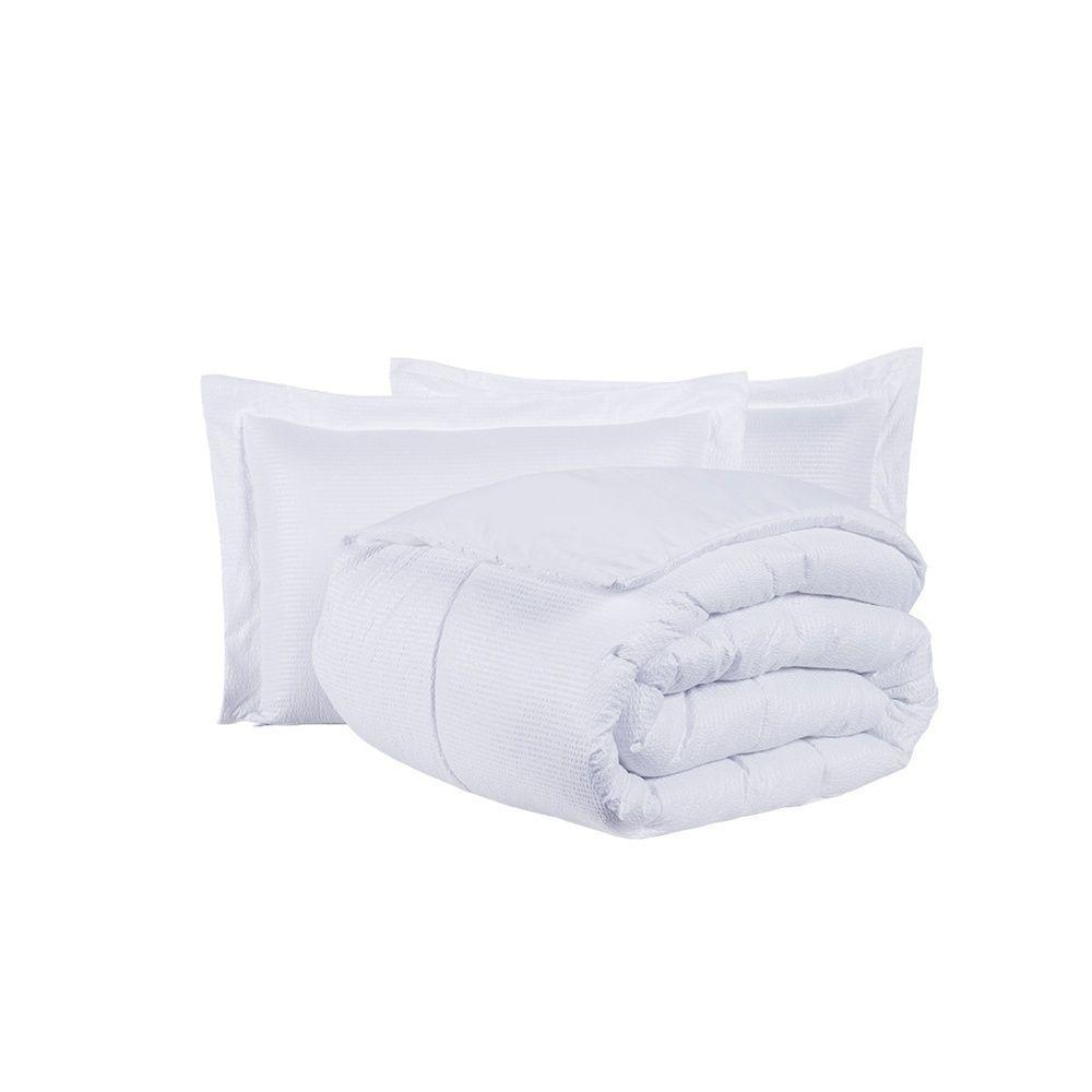 Kit Cobre Leito Ravena To Decorando Queen 3 Peças Micropercal 200 Fios Toque Acetinado 100% Poliéster - Branco - 1
