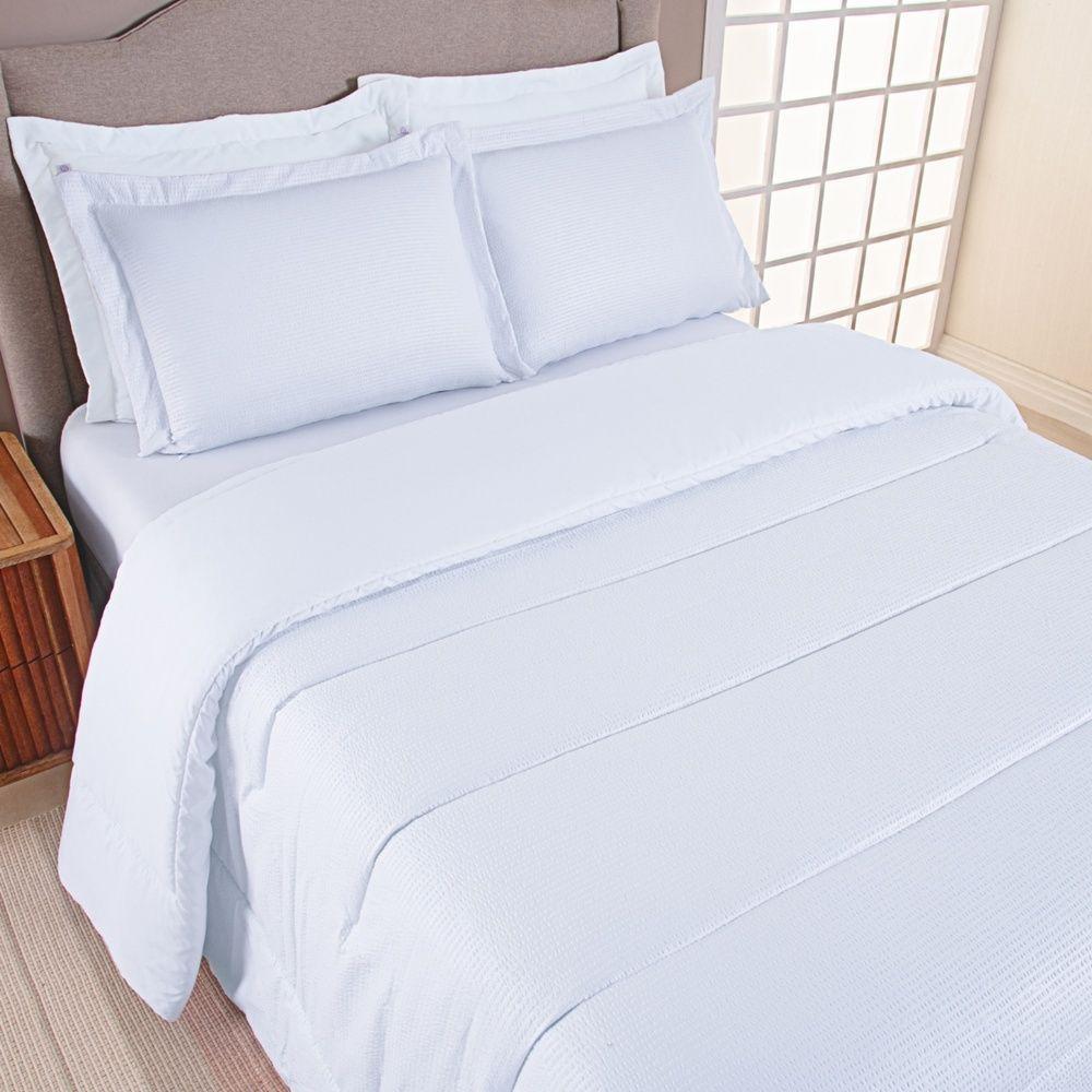 Kit Cobre Leito Ravena To Decorando Queen 3 Peças Micropercal 200 Fios Toque Acetinado 100% Poliéster - Branco - 3