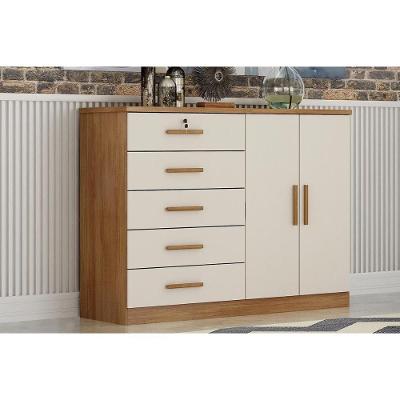 Cômoda de Quarto Novo Horizonte 5 Gavetas em MDF com Puxador em MDF Fendi com Corrediças
