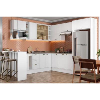 Cozinha Modulada Carraro Bella 15 Peças (5aéreos+5balcões+1ilha+4complementos) C15p58 Branco-carraro