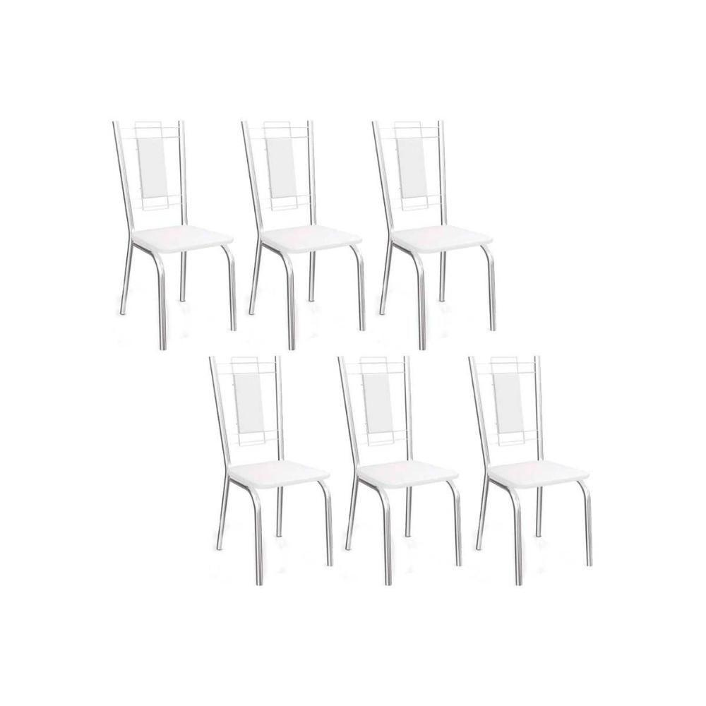 Kit 6 Cadeiras De Cozinha Florença 2c005 Aço 6 Uni Cromada-branco 106 - Kappesberg - 1