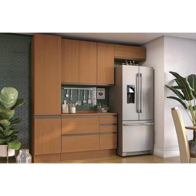 Kit Cozinha Completa Maxxi 1 Porta 4 Gavetas MDF 120cm Amadeirado 5 Peças