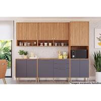 Gabinete De Cozinha Modulado Balcão C- Tampo Divina C- 2 Portas 80 Cm Cinamomo-platina - Mgm - 4