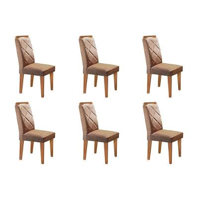 Kit 6 Cadeiras De Cozinha Melissa 6 Un Capuccino-linho Bege Turim - Rufato