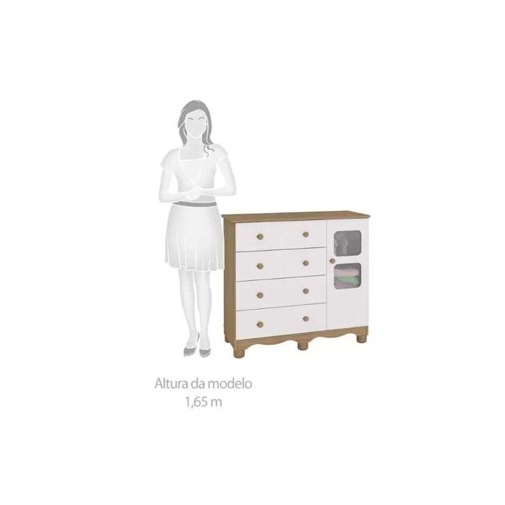 Cômoda Infantil Uli C- 1 Porta Cristal E 4 Gavetas Branco-amendoa - Peroba - 6