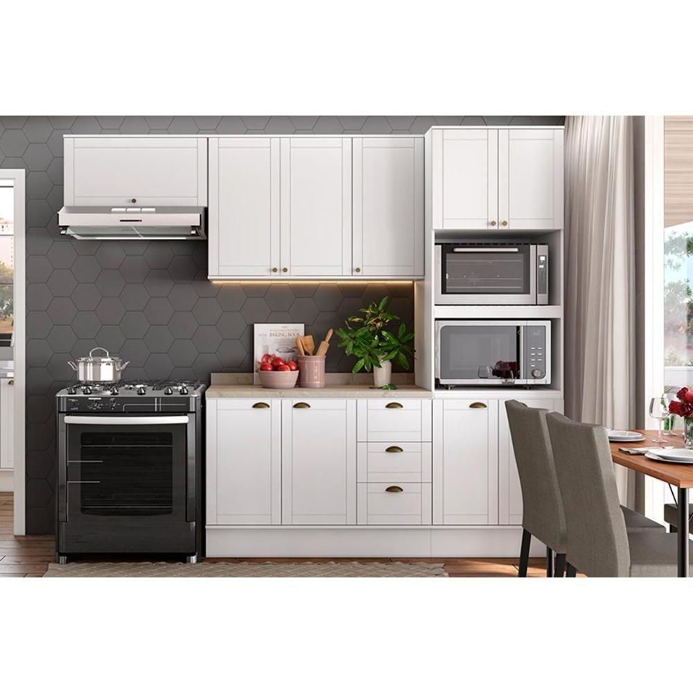 Cozinha Modulada Carraro Bella 4 Peças (2aéreos+1balcão+1paneleiro) C4p54 Branco-carraro - 1