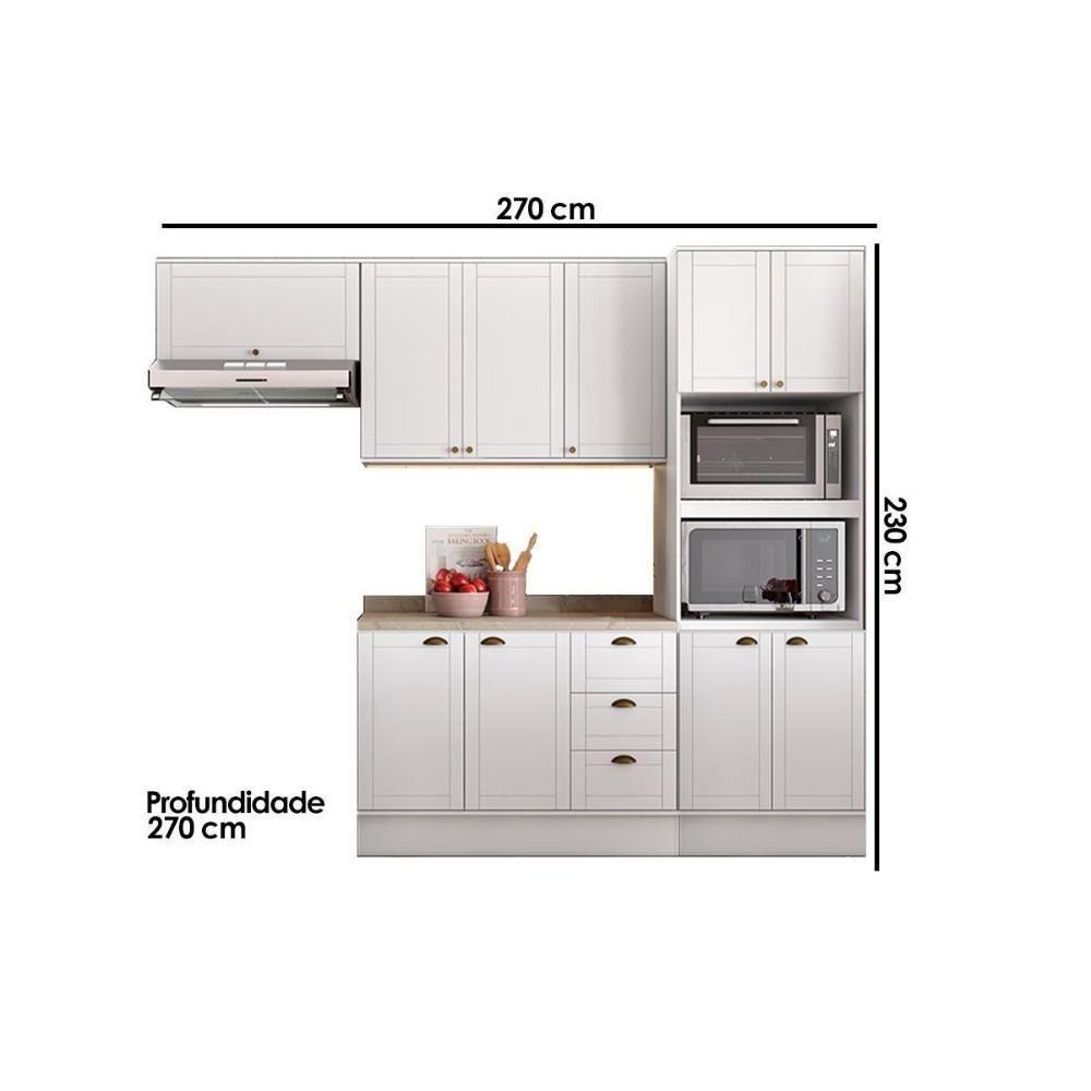 Cozinha Modulada Carraro Bella 4 Peças (2aéreos+1balcão+1paneleiro) C4p54 Branco-carraro - 3