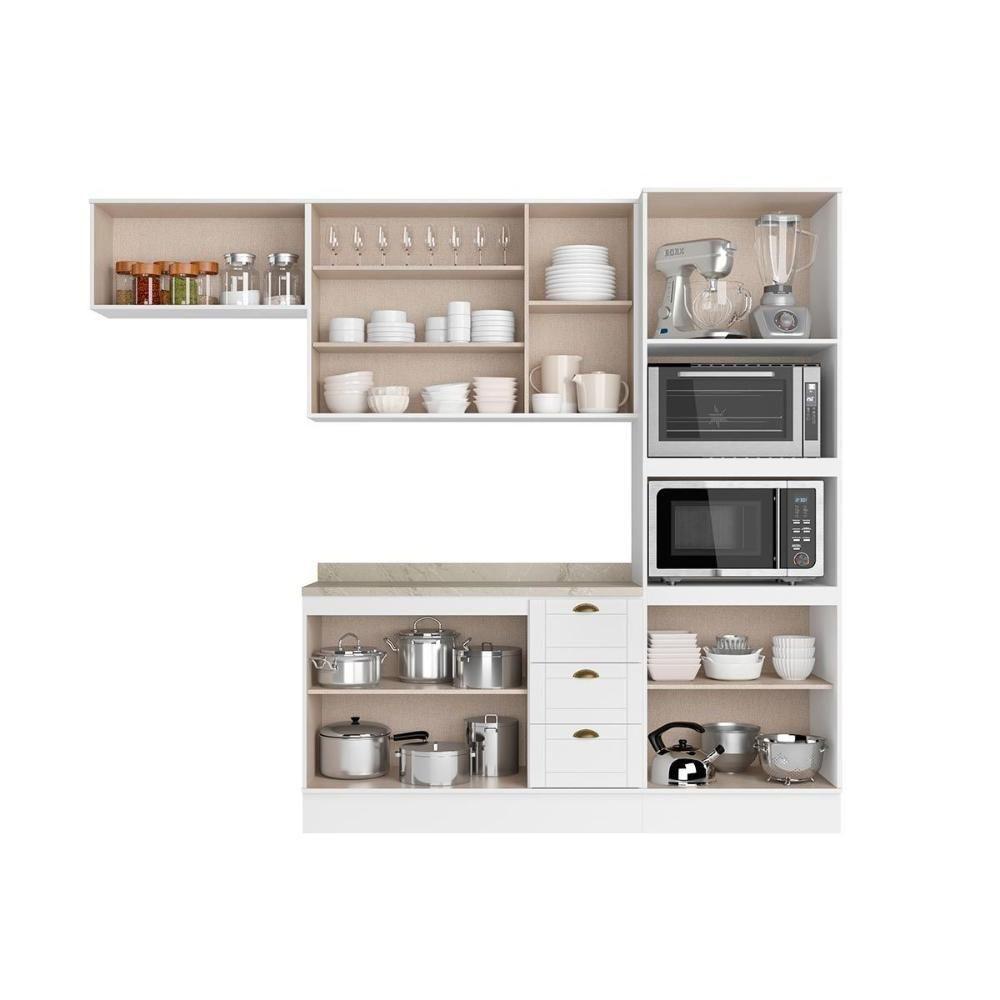Cozinha Modulada Carraro Bella 4 Peças (2aéreos+1balcão+1paneleiro) C4p54 Branco-carraro - 4