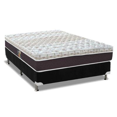 Cama Box Casal: Colchão Molas Pocket Ensacadas Castor Class Híbrido + Base Crc Suede Black (138x188)