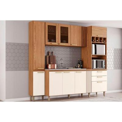 Cozinha Compacta Bc01 C- 10 Portas E 2 Gavetas 236cm Nature-off White - Henn