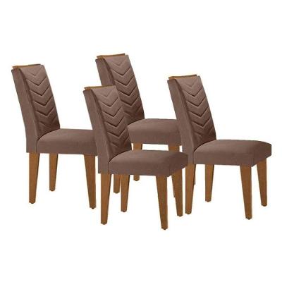Kit 4 Cadeiras Sala Jantar Londrina 4 Un Capuccino-suede Capuccino - Rufato