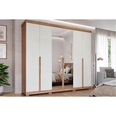 Guarda Roupa 6 Portas (2 C- Espelho) E 6 Gavetas Guarapari Cinamomo-off White - Panan