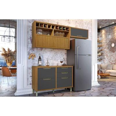 Cozinha Modulada Nesher Imperatriz 3 Peças (2aéreos+1balcão) C6p45 Freijo-grafite-nesher