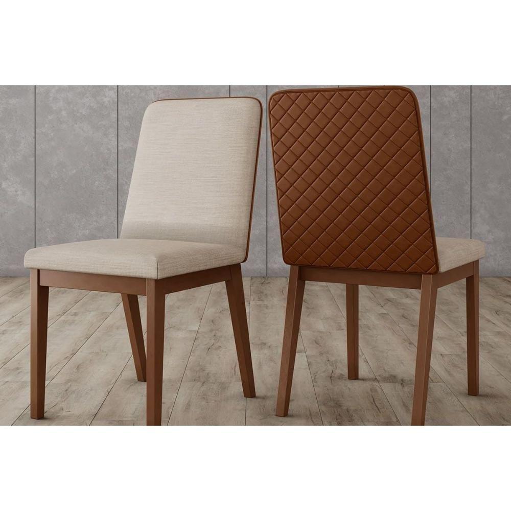 Kit 2 Cadeiras Sala Jantar Pietra 2 Un Nature-courano Caramelo-linho - Henn - 1