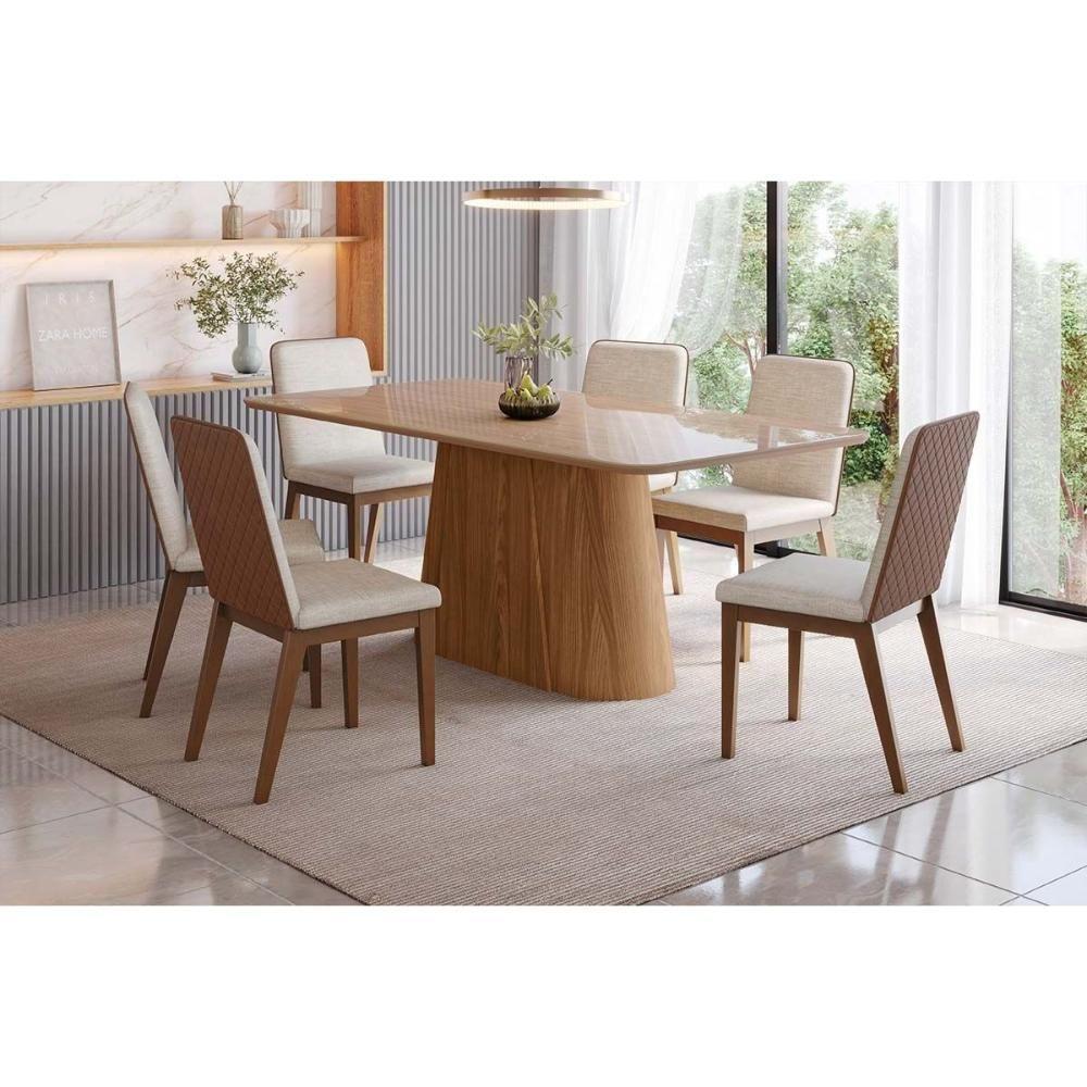 Kit 2 Cadeiras Sala Jantar Pietra 2 Un Nature-courano Caramelo-linho - Henn - 7