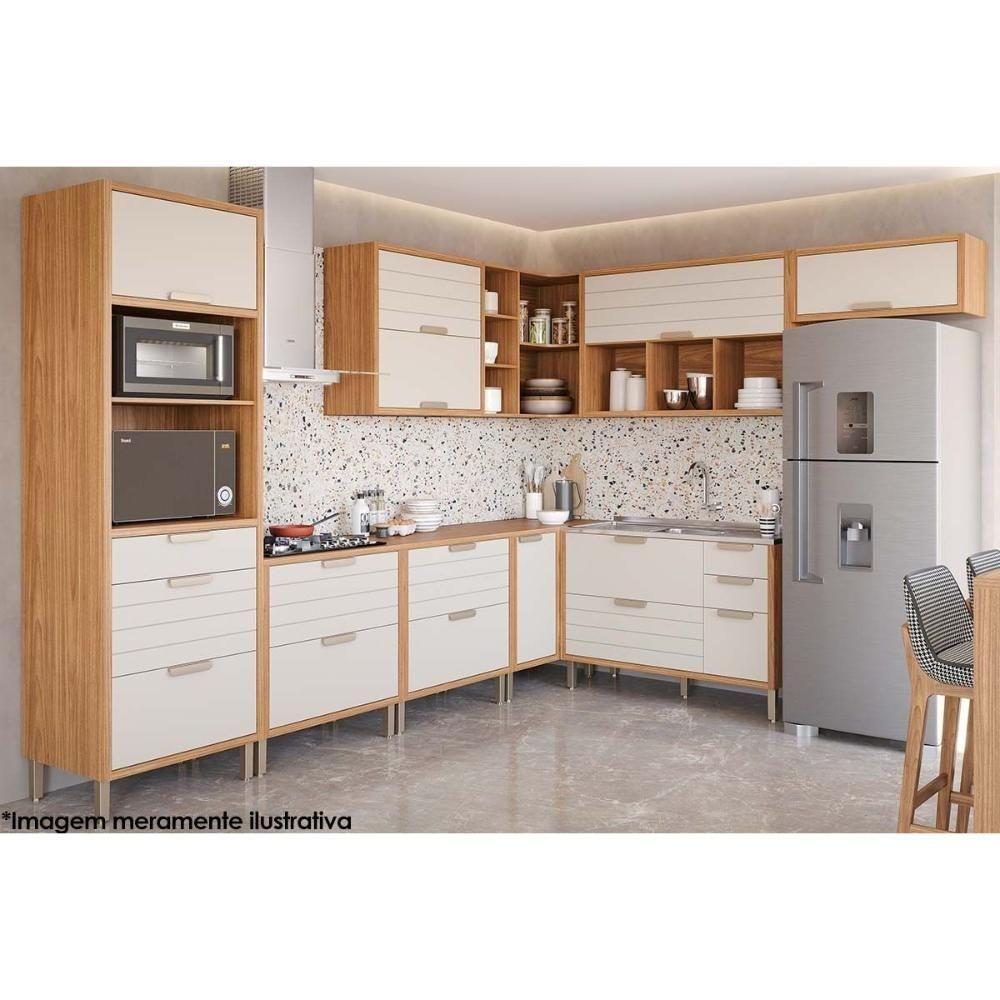 Armário Aéreo P- Cozinha Eloise Geladeira C- 1 Porta Basculante Riscada 80 Cm Cinamomo-titanium - Mgm - 5