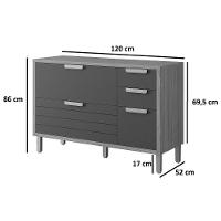 Módulo Cozinha Mgm Eloise Balcão C- Tampo C- 4 Gavetas E 1 Porta Basculante Riscada 120 Cm Cinamomo-off White-mgm - 3