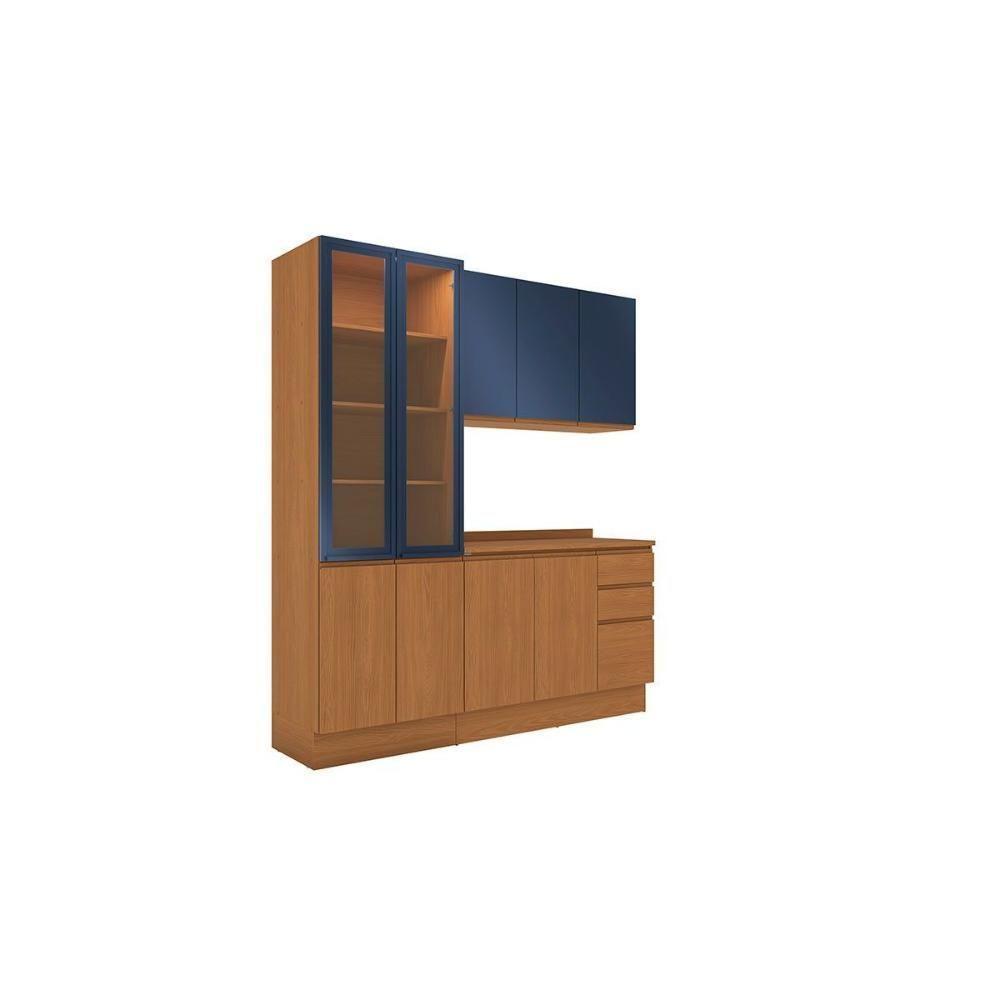 Cozinha Modulada Completa Ciela 4 Peças (1aéreo+1balcão+1cristaleira+1complemento) C4p166 Canela - Kappesberg - 5