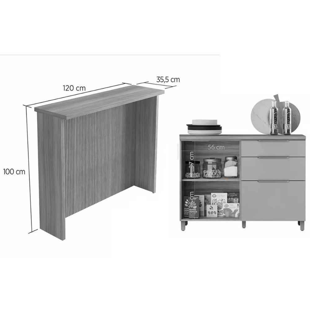 Cozinha Modulada Nesher Marquesa 6 Peças (2aéreos+3balcões+1ilha) C6p02 Nature-verde-nesher - 7