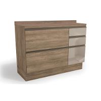 Gabinete P- Pia Cozinha Balcão Maxxi C- Tampo G747 C- 1 Porta E 4 Gavetas C- Vidro 120cm Nogal - Kappesberg - 1