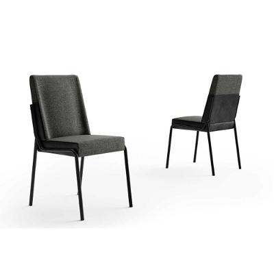 Kit 2 Cadeiras De Cozinha Hug 1749 Aço 2 Uni Preto-linho Grafite-courano Preto - Carraro