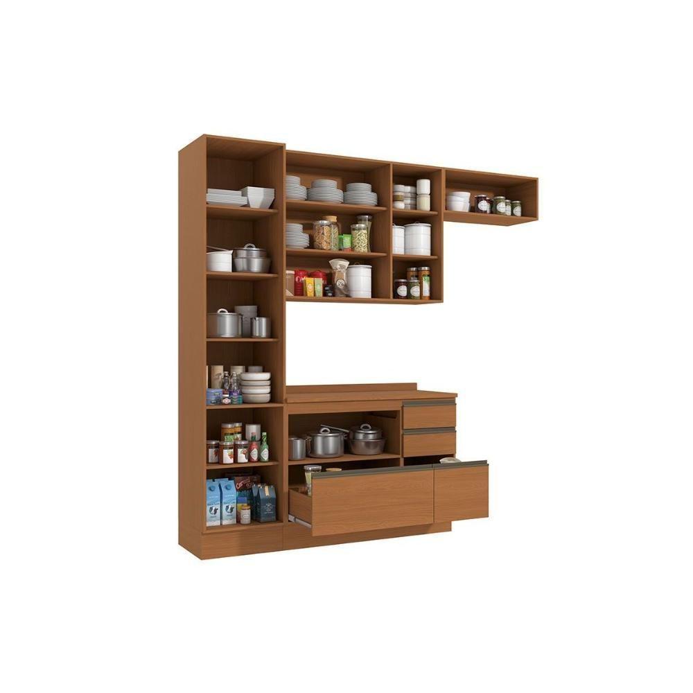 Kit Cozinha Modulada 5 Peças Maxxi (2aéreos+1balcão+1paneleiro+1complemento) C5p117 Canela - Kappesberg - 4